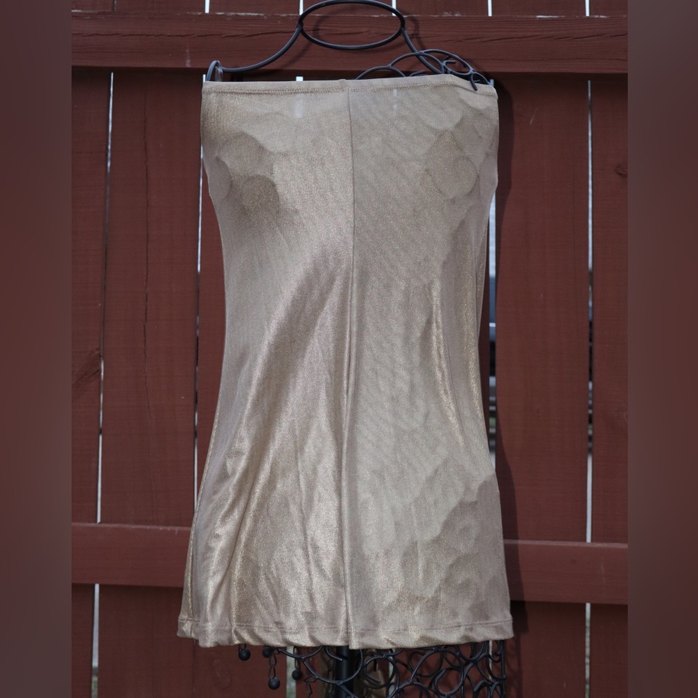 Forever Champagne Sleeveless/Strapless Flowy Cocktail Dress with Ribbons - Picture 4 of 7
